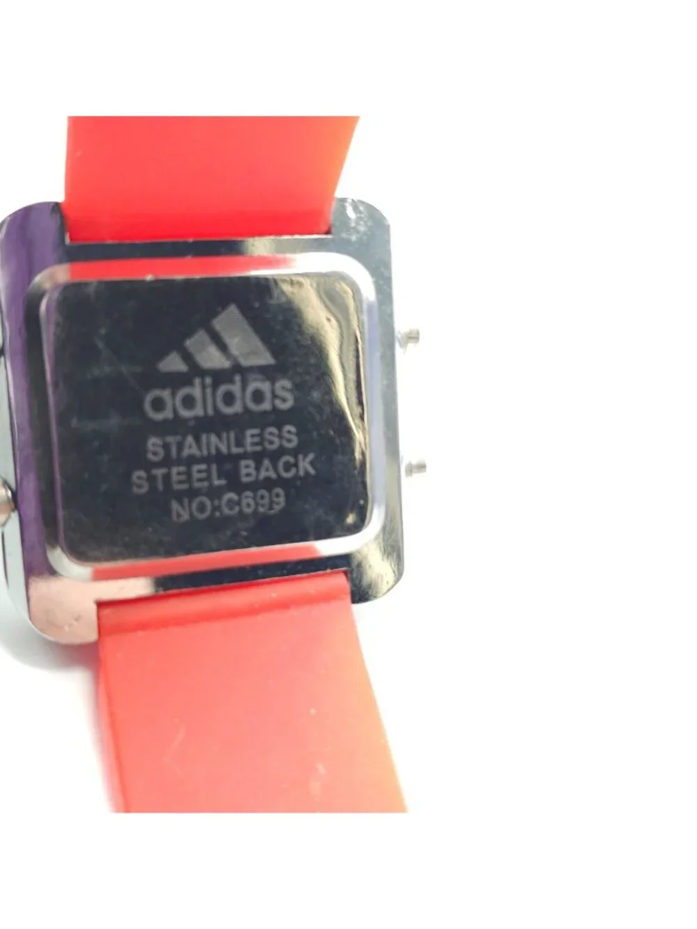 Vintage Adidas LED Digital Watch With Red Silicone Strap Stainless Steel C699